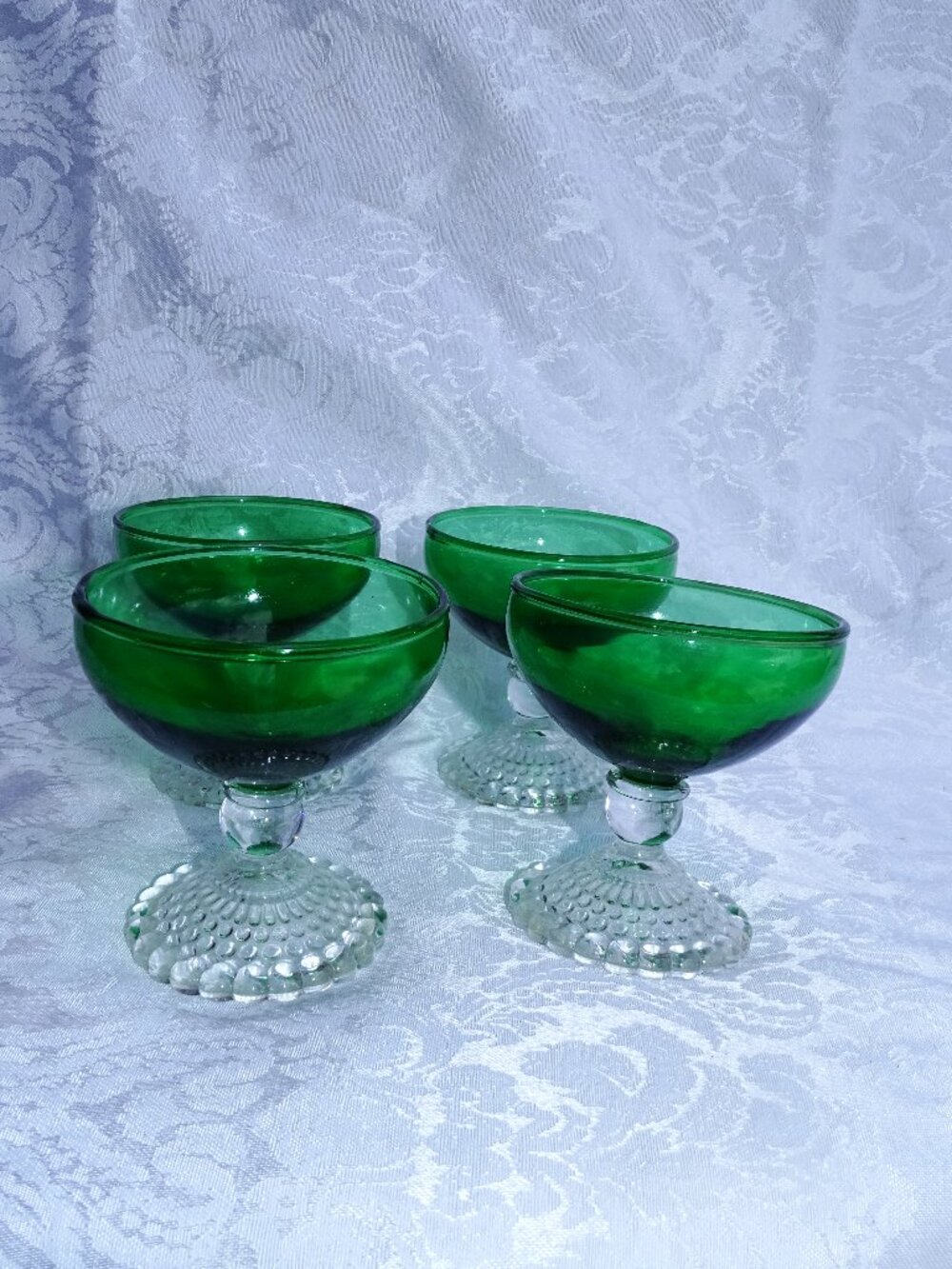Set of 4 Anchor Hocking Forrest Green Dessert Boople Glasses